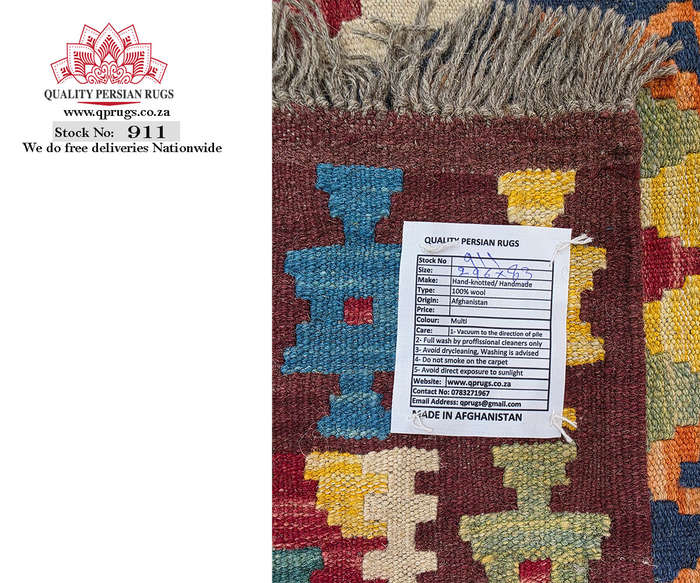 Stunning Handwoven woolen Choubi Kilim Runner 296 x 83 CM