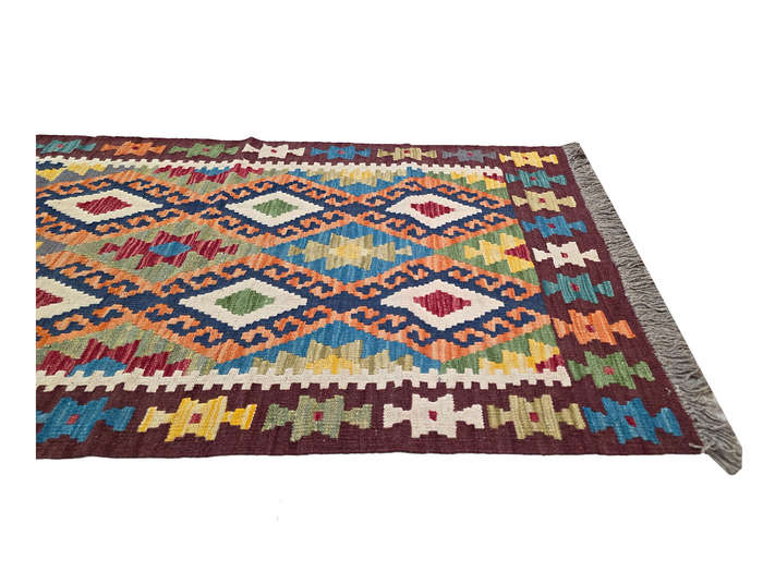Stunning Handwoven woolen Choubi Kilim Runner 296 x 83 CM