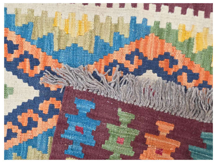 Stunning Handwoven woolen Choubi Kilim Runner 296 x 83 CM