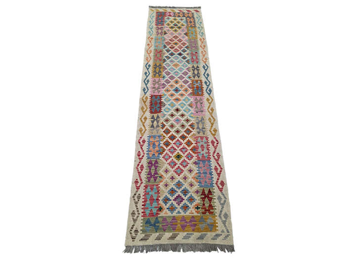 Beautiful Handwoven woolen Choubi Kilim Runner 307 x 80 CM