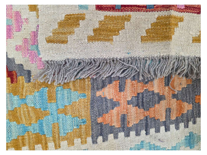 Beautiful Handwoven woolen Choubi Kilim Runner 307 x 80 CM