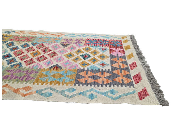 Beautiful Handwoven woolen Choubi Kilim Runner 307 x 80 CM