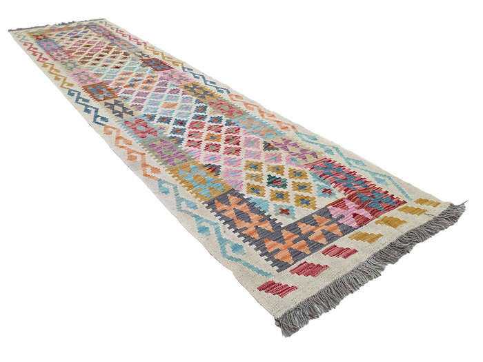 Beautiful Handwoven woolen Choubi Kilim Runner 307 x 80 CM
