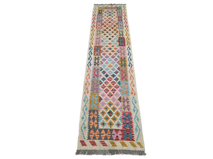 Beautiful Handwoven woolen Choubi Kilim Runner 307 x 80 CM