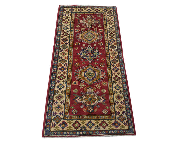 Fine Afghan Handmade Kazaq Carpet 213 x 87cm