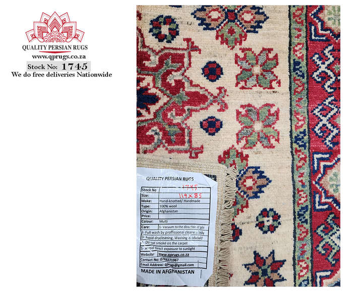 Gorgeous Afghan Handmade Kazaq Carpet 119x85cm