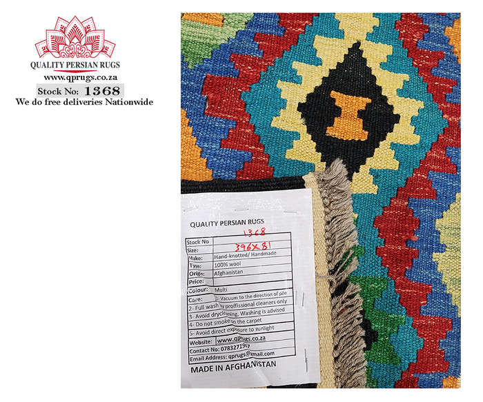 Stunning Afghan Choubi kilim Runner 396x 81CM