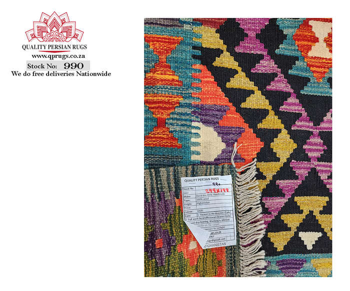 Stunning Afghan Maimana Reversible kilim 299 x 199 cm