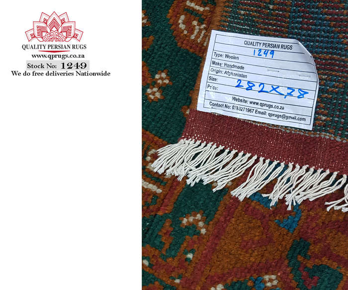 Stunning Afghan Handmade Carpet 282 x 78 CM