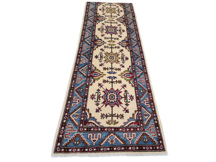 Fine Afghan Handmade Kazaq Carpet 299 x 83 CM