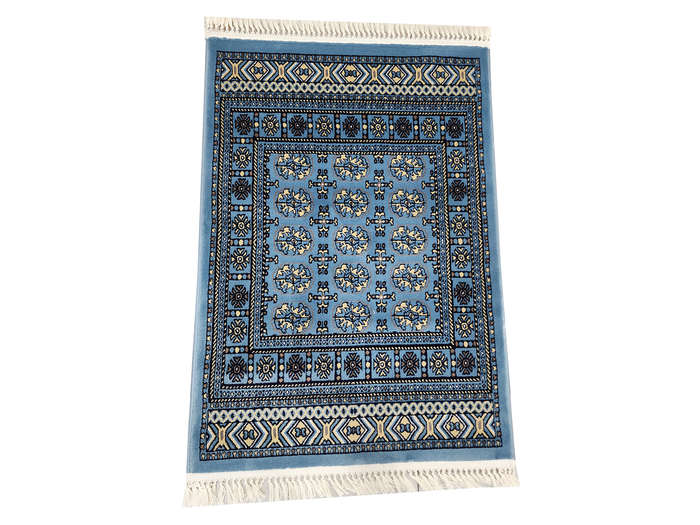 Navy Bukhara Design Machine Made Carpet 110 x 80 CM
