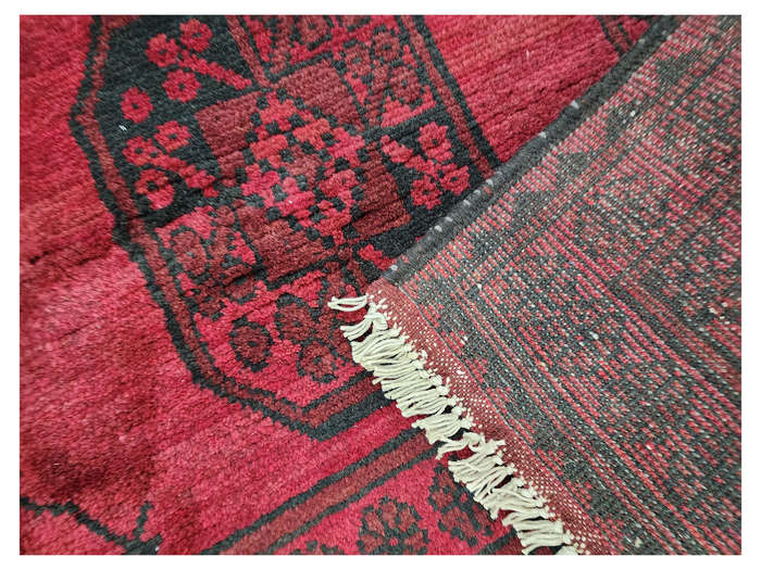 Fine Red Afghan Elephant Foot Design Carpet 193 x 149 CM