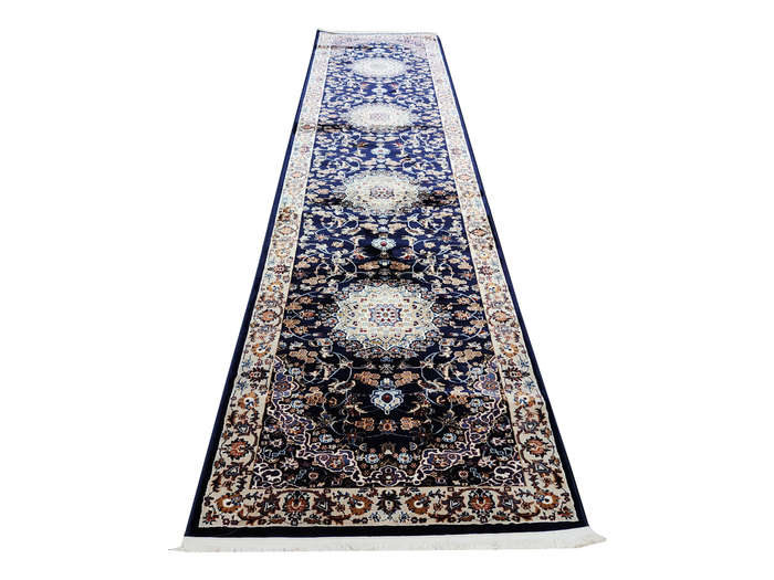 Gorgeous Navy Kashan passage Carpet 400 X 80 cm