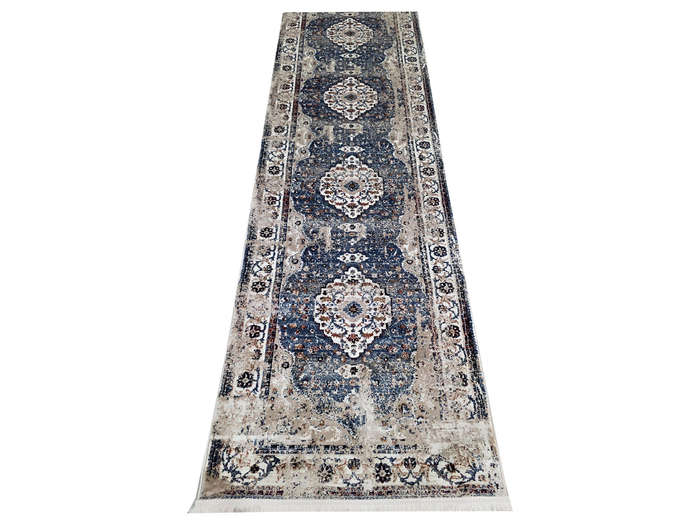 Beautiful Blue Vintage Style Carpet Runner 800 x 80cm