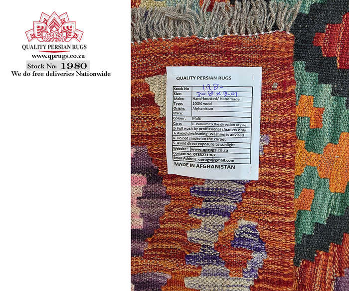 Stunning Afghan Handmade Kilim 308 x 201 CM