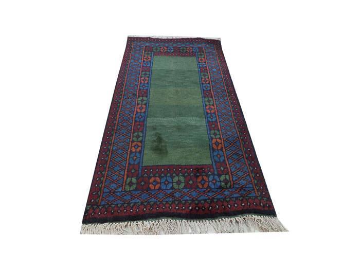 Fine Green Afghan Kunduz Hand-knotted Carpet 120 X 76 cm