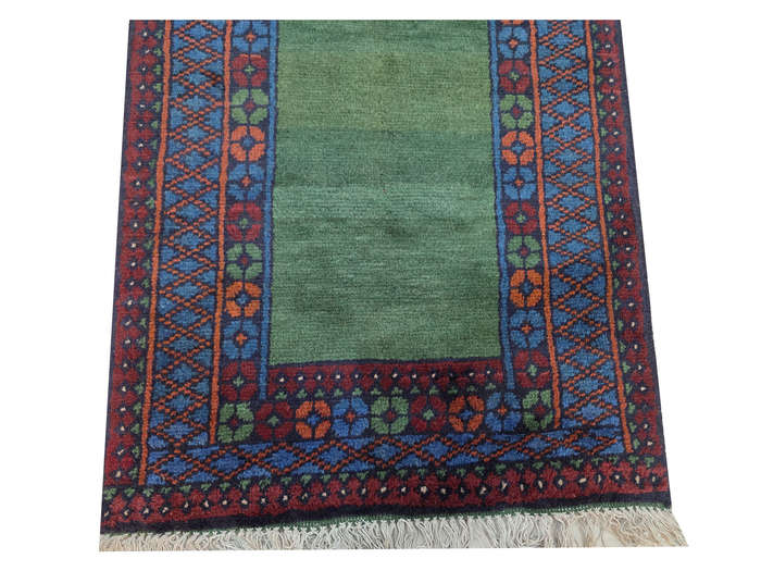 Fine Green Afghan Kunduz Hand-knotted Carpet 120 X 76 cm
