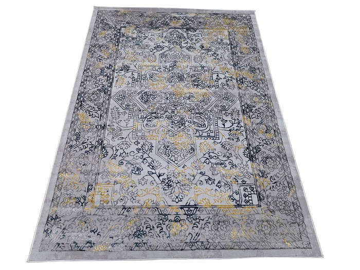 Modern Grey and Navy Machine Made Carpet 230 x 160 CM