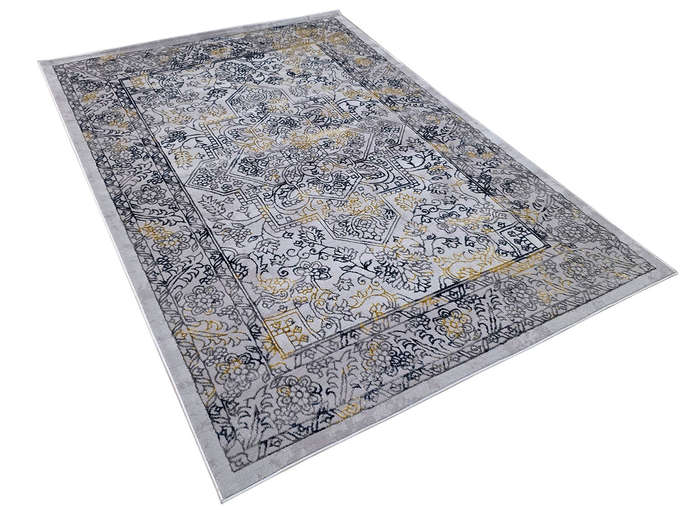 Modern Grey and Navy Machine Made Carpet 230 x 160 CM