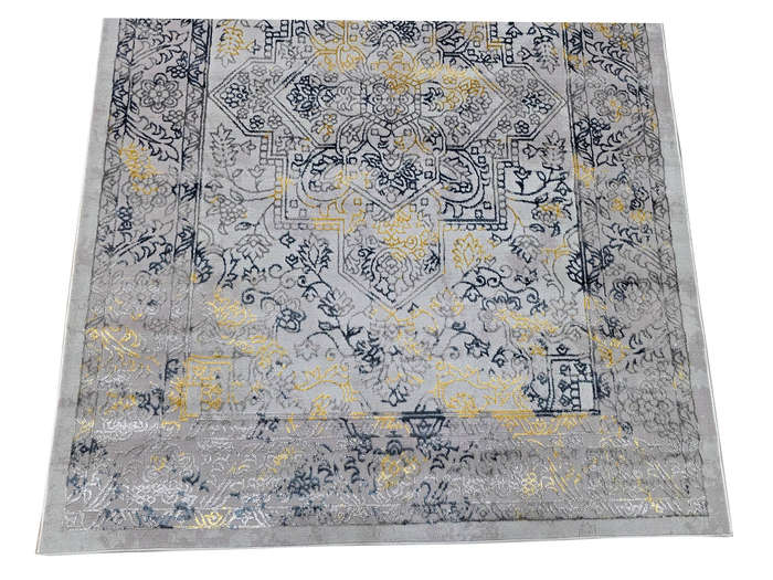 Modern Grey and Navy Machine Made Carpet 230 x 160 CM