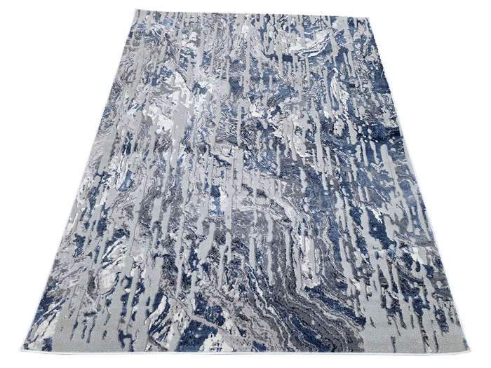 Modern Grey and Blue Machine Made Carpet 230 x 160 CM