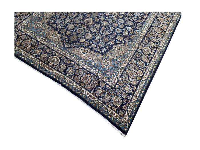 Gorgeous Pre-loved Navy Kashan Carpet 416 x 290cm
