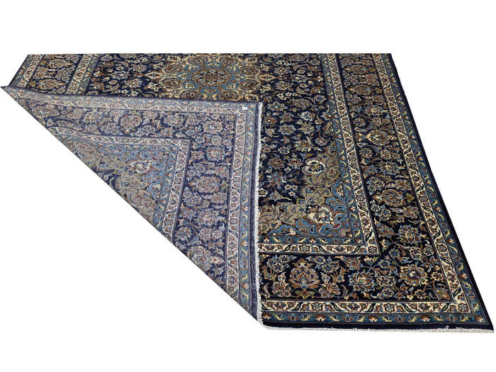 Gorgeous Pre-loved Navy Kashan Carpet 416 x 290cm