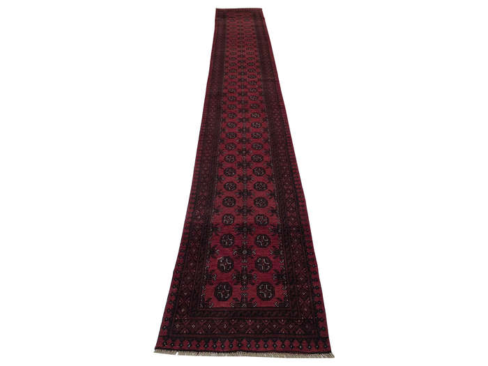 Incredible Red Afghan Handmade Runner 566 x 77 CM