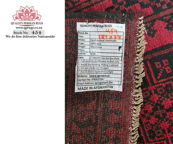 Incredible Elephant foot design Red Afghan Runner 589 x 77 CM