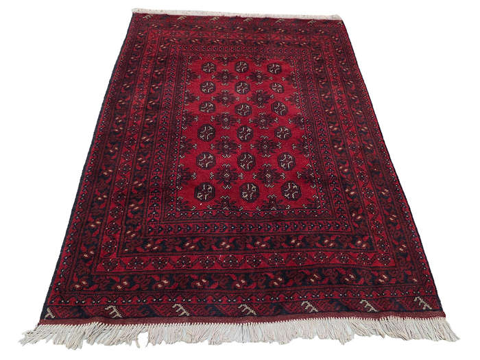 Stunning Red Afghan Bukhara Design Carpet 177 x 125 CM