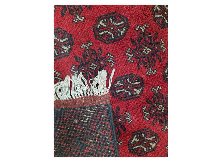 Stunning Red Afghan Bukhara Design Carpet 177 x 125 CM