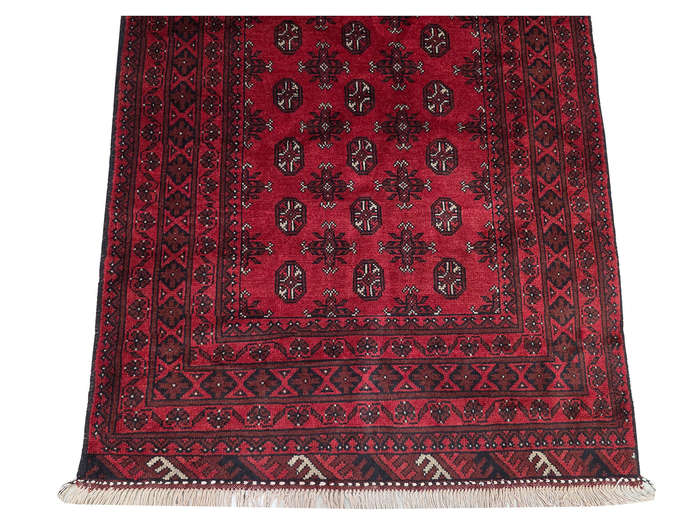 Beautiful Red Afghan Bukhara Design Carpet 186 x 123 CM