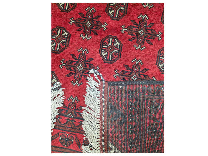 Beautiful Red Afghan Bukhara Design Carpet 186 x 123 CM