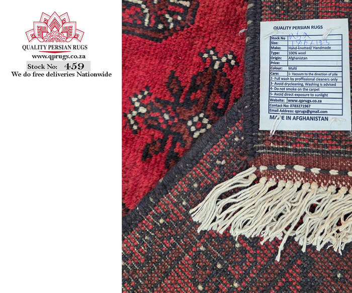 Beautiful Red Afghan Bukhara Design Carpet 186 x 123 CM