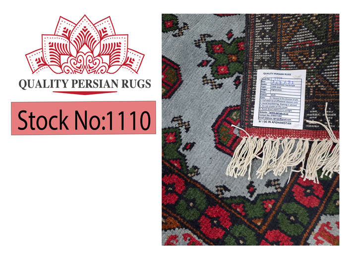 Blue Hand-knotted Kunduz Bukhara Carpet 252 x 82cm