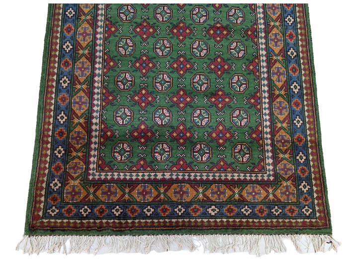 Stunning Green Afghan Kunduz Bukhara Carpet 186 x 125 CM