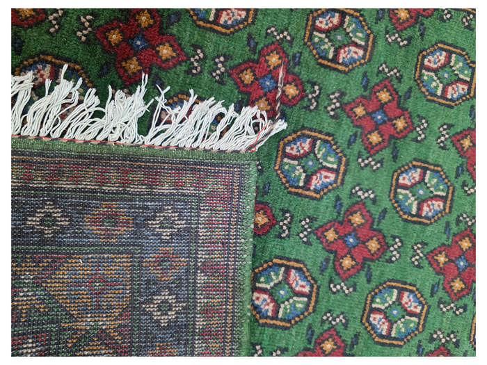 Stunning Green Afghan Kunduz Bukhara Carpet 186 x 125 CM