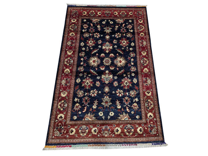 Fine Blue Afghan Ariana Handmade Carpet  181 x 124 cm