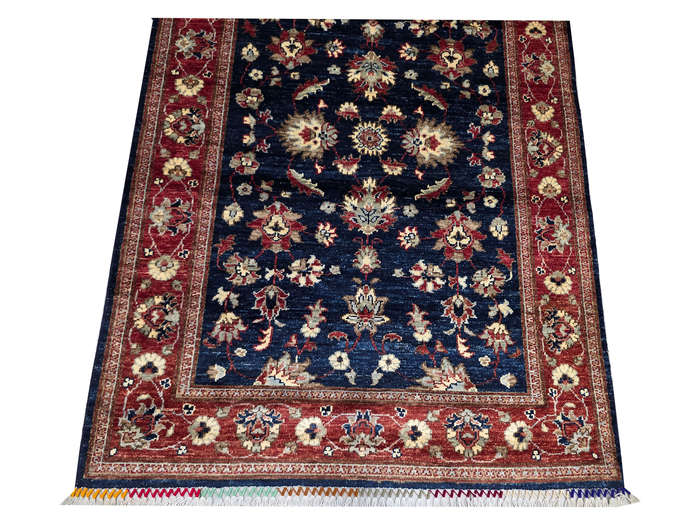 Fine Blue Afghan Ariana Handmade Carpet  181 x 124 cm