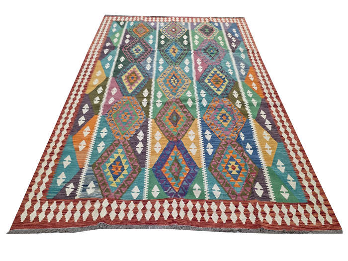Stunning Handwoven woolen Choubi Kilim Rug 312 x 251cm