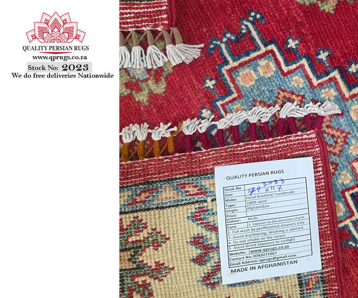 Red Color Afghan Ariana Handmade Carpet 179 x 117 CM