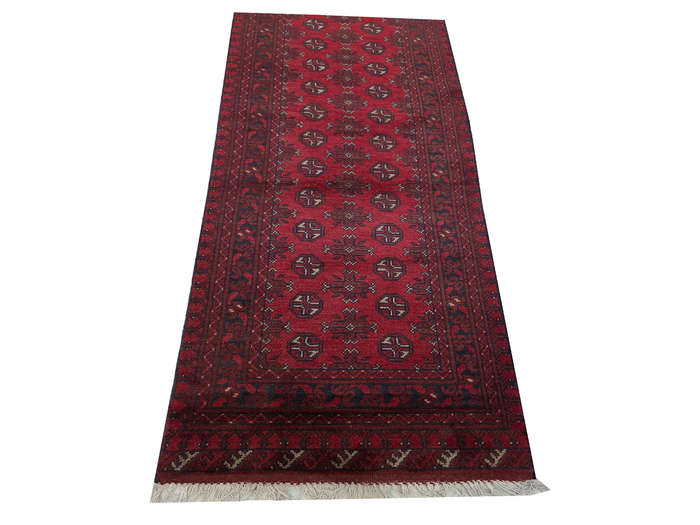 Red Afghan Hand-knotted Carpet 590 X 76cm