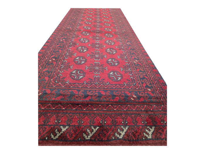 Red Afghan Hand-knotted Carpet 590 X 76cm