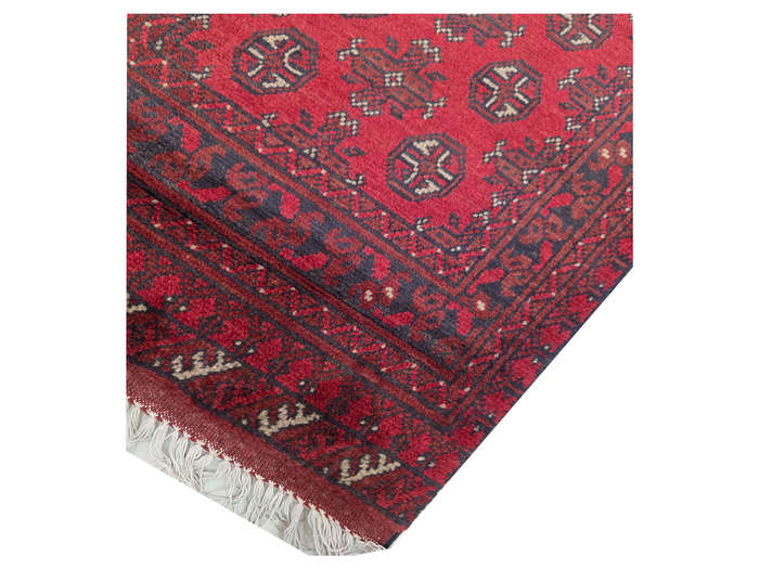 Red Afghan Hand-knotted Carpet 590 X 76cm