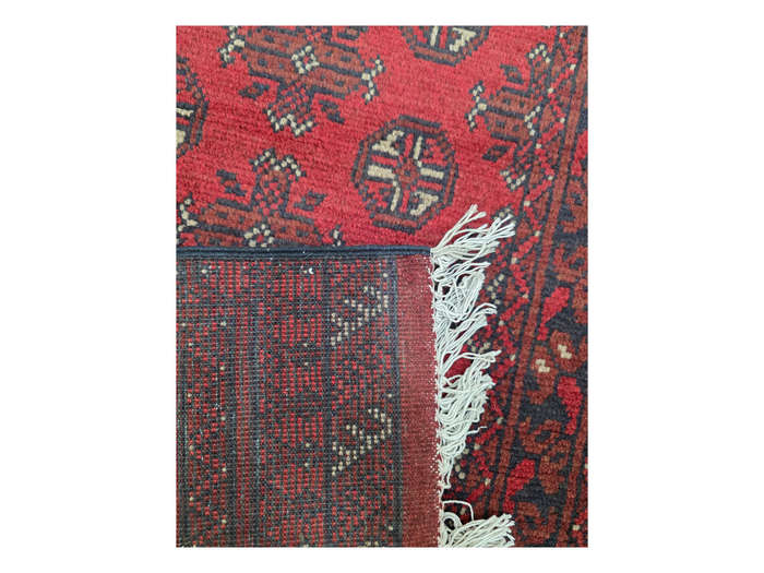 Red Afghan Hand-knotted Carpet 590 X 76cm