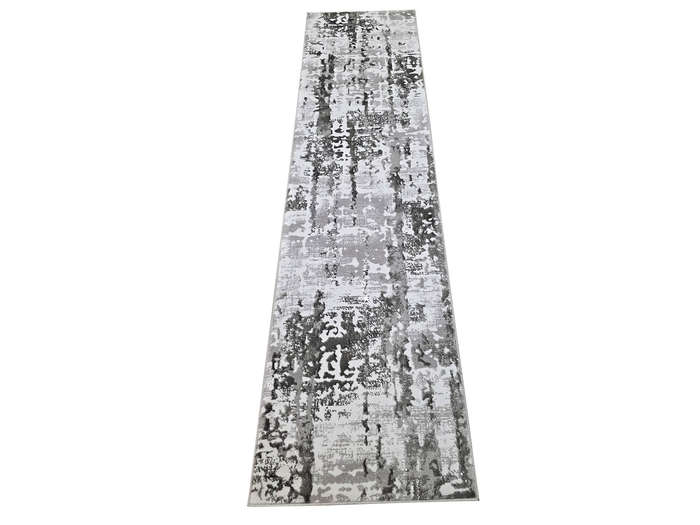 Grey Modern Machine Made Runner 300 x 80 CM
