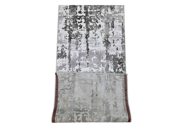 Grey Modern Machine Made Runner 300 x 80 CM