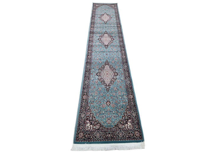 Fine 4 Meter Blue Color Passage Runner 400 x 80 CM