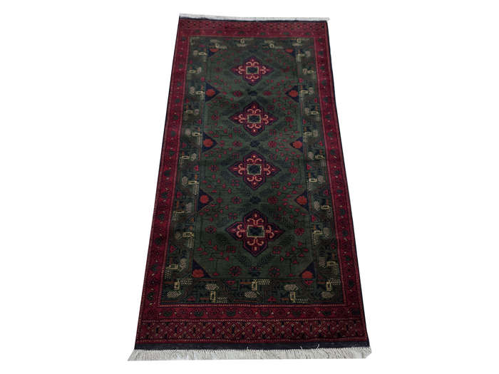 Fine green Afghan Khamyab Carpet Runner 201 X 83 cm