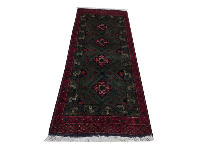 Fine green Afghan Khamyab Carpet Runner 201 X 83 cm